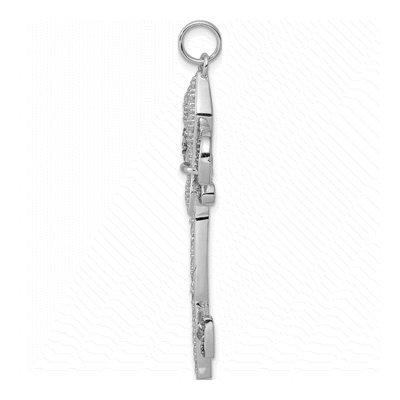 Sterling Silver CZ Fleur de Lis Key Pendant – view 3