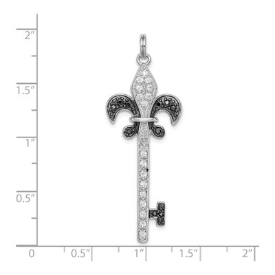 Sterling Silver CZ Fleur de Lis Key Pendant – view 4