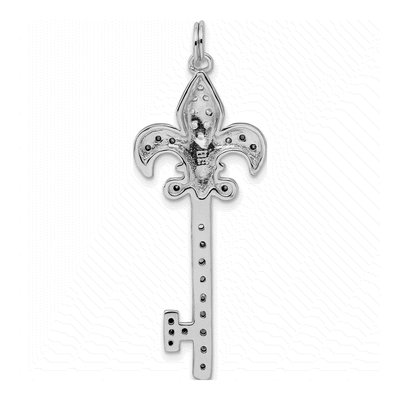 Sterling Silver CZ Fleur de Lis Key Pendant – view 5