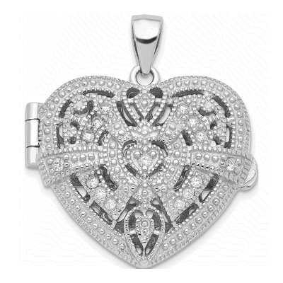 Sterling Silver CZ Heart Locket