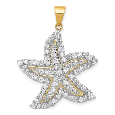 Gold-Plated Sterling Silver CZ Starfish Pendant