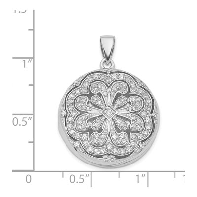 Sterling Silver CZ Flower Locket – view 4
