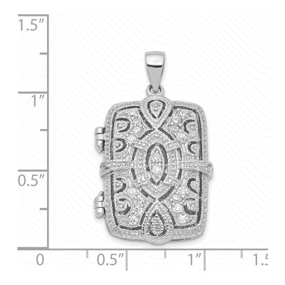 Sterling Silver CZ Rectangle Locket – view 4
