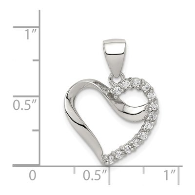 Sterling Silver CZ Heart Pendant – view 4