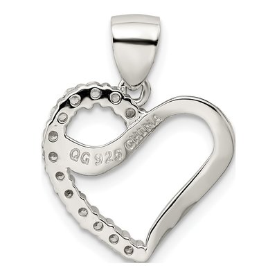 Sterling Silver CZ Heart Pendant – view 5