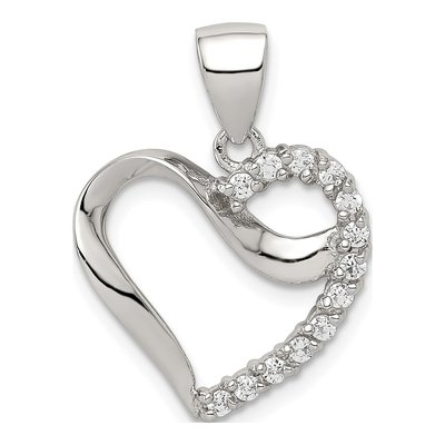 Sterling Silver CZ Heart Pendant