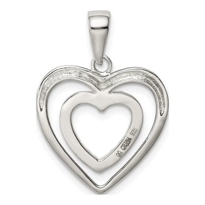 Sterling Silver CZ Double Heart Pendant – view 5