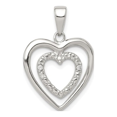 Sterling Silver CZ Double Heart Pendant