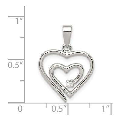 Sterling Silver CZ Heart Pendant – view 4