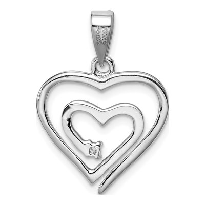 Sterling Silver CZ Heart Pendant – view 5