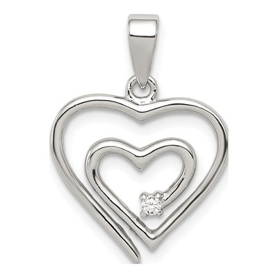 Sterling Silver CZ Heart Pendant
