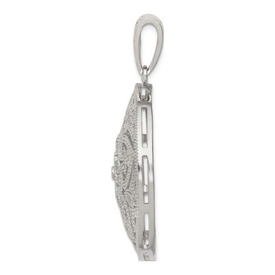Sterling Silver CZ Pave Floral Circle Pendant – view 3