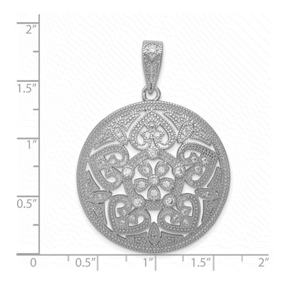 Sterling Silver CZ Pave Floral Circle Pendant – view 4