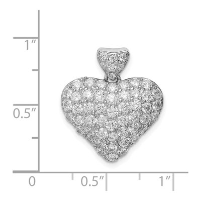 Sterling Silver CZ Puffed Heart Pendant – view 4