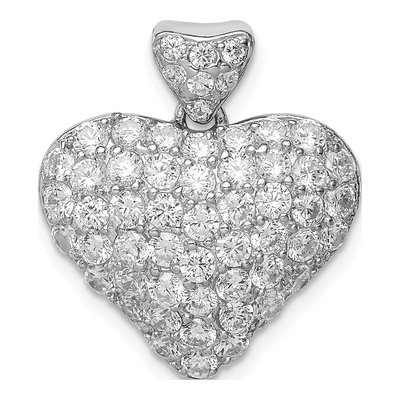 Sterling Silver CZ Puffed Heart Pendant