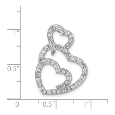 Sterling Silver CZ Multi Hearts Slide Pendant – view 4