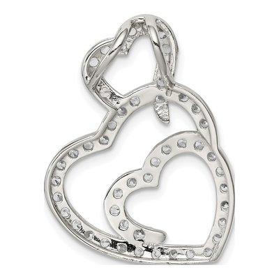 Sterling Silver CZ Multi Hearts Slide Pendant – view 5