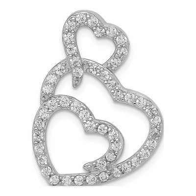 Sterling Silver CZ Multi Hearts Slide Pendant