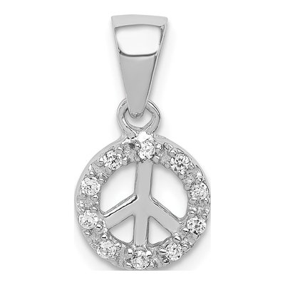 Sterling Silver CZ Small Peace Pendant