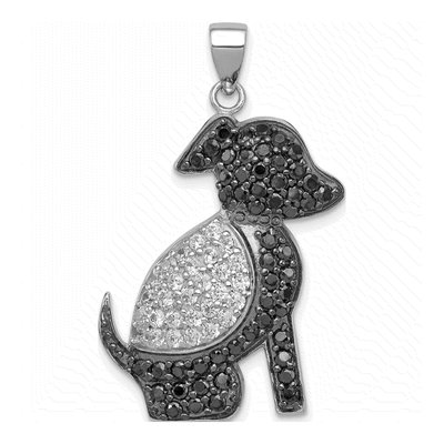 Sterling Silver CZ Dog Pendant