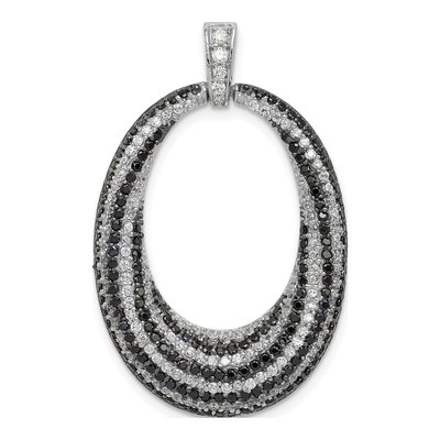 Sterling Silver CZ Open Oval Pendant