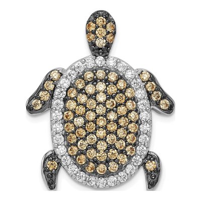 Sterling Silver CZ Turtle Slide Pendant