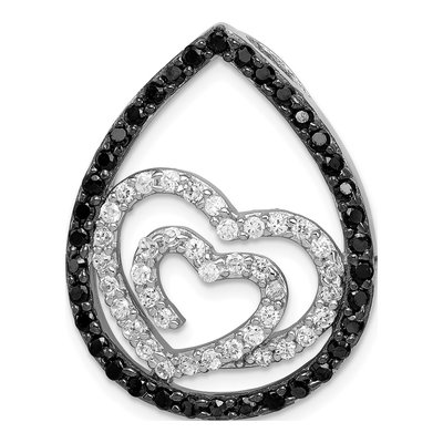 Sterling Silver CZ Heart Slide Pendant