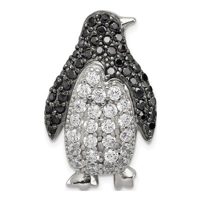 Sterling Silver CZ Penguin Slide Pendant