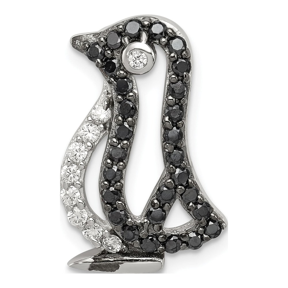 Sterling Silver CZ Penguin Slide Pendant