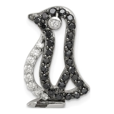 Sterling Silver CZ Penguin Slide Pendant