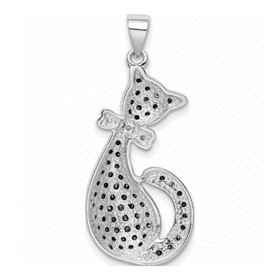 Sterling Silver CZ Cat Pendant – view 5