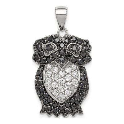 Sterling Silver CZ Owl Pendant