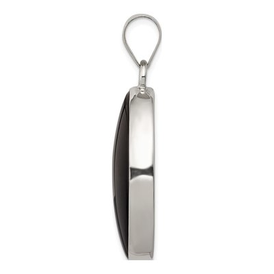 Sterling Silver Onyx Oval Pendant – view 3