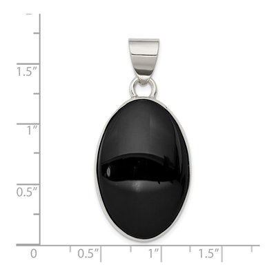 Sterling Silver Onyx Oval Pendant – view 4