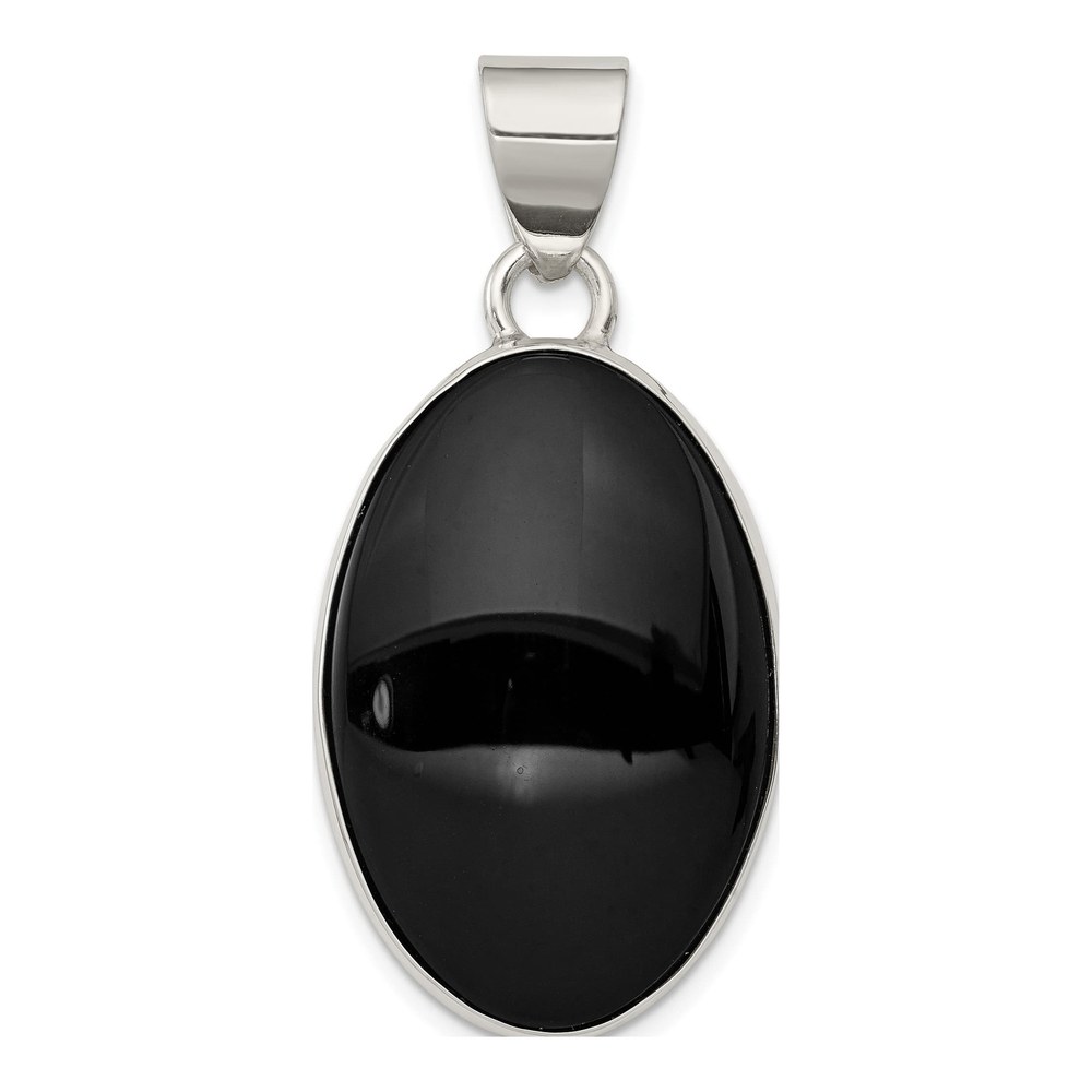 Sterling Silver Onyx Oval Pendant