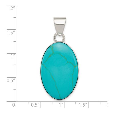 Sterling Silver Turquoise Oval Pendant – view 4