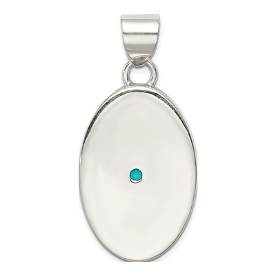 Sterling Silver Turquoise Oval Pendant – view 5