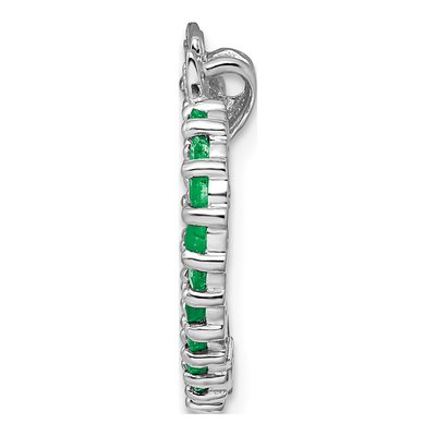 Sterling Silver Emerald & Diamond Heart Pendant – view 3