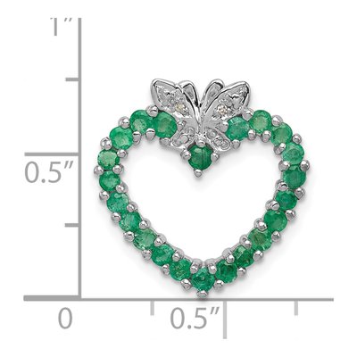 Sterling Silver Emerald & Diamond Heart Pendant – view 4