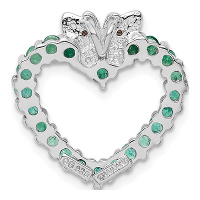Sterling Silver Emerald & Diamond Heart Pendant – view 5