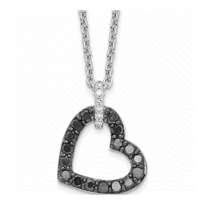 Sterling Silver 1/2 ct tw Diamond Heart Necklace