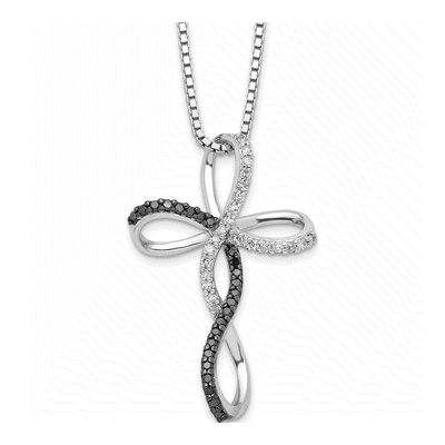 Sterling Silver 0.24 ct tw Diamond Cross Necklace