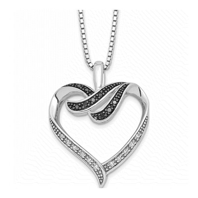 Sterling Silver 1/10 ct tw Diamond Heart Necklace