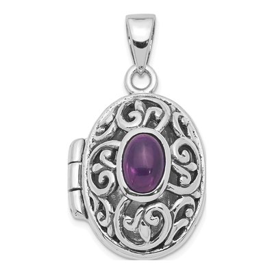 Sterling Silver Amethyst Antiqued Locket