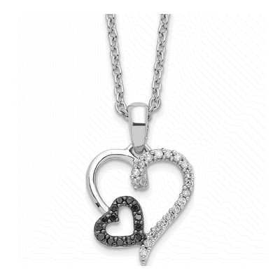 Sterling Silver 1/8 ct tw Diamond Heart Necklace