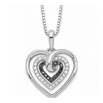 Sterling Silver 1/4 ct tw Diamond Heart Necklace