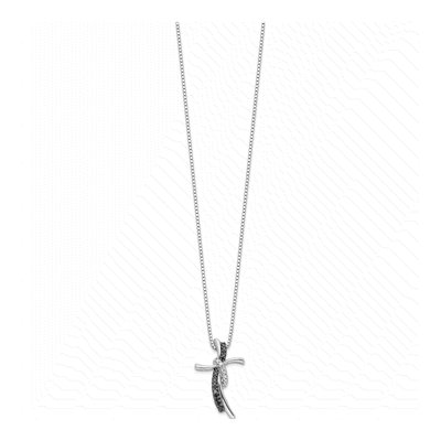 Sterling Silver 1/7 ct tw Diamond Cross Necklace – view 3