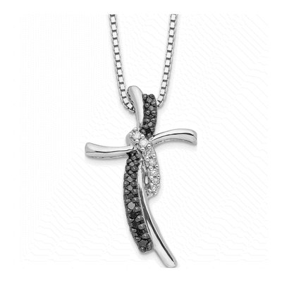 Sterling Silver 1/7 ct tw Diamond Cross Necklace