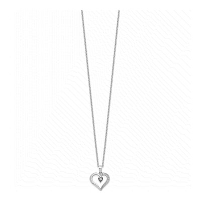 Sterling Silver 0.11 ct tw Diamond Heart Necklace – view 3