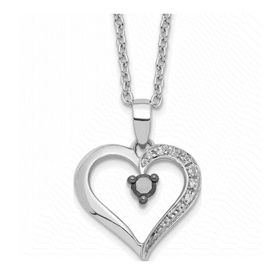 Sterling Silver 0.11 ct tw Diamond Heart Necklace